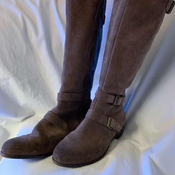 UGG brown suede and pebbled genuine leather riding boots - Picture 7 of 12